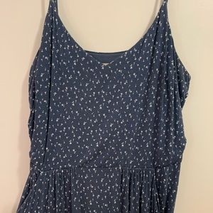 Loft Midi A-Line Slate Blue Dress with Pockets